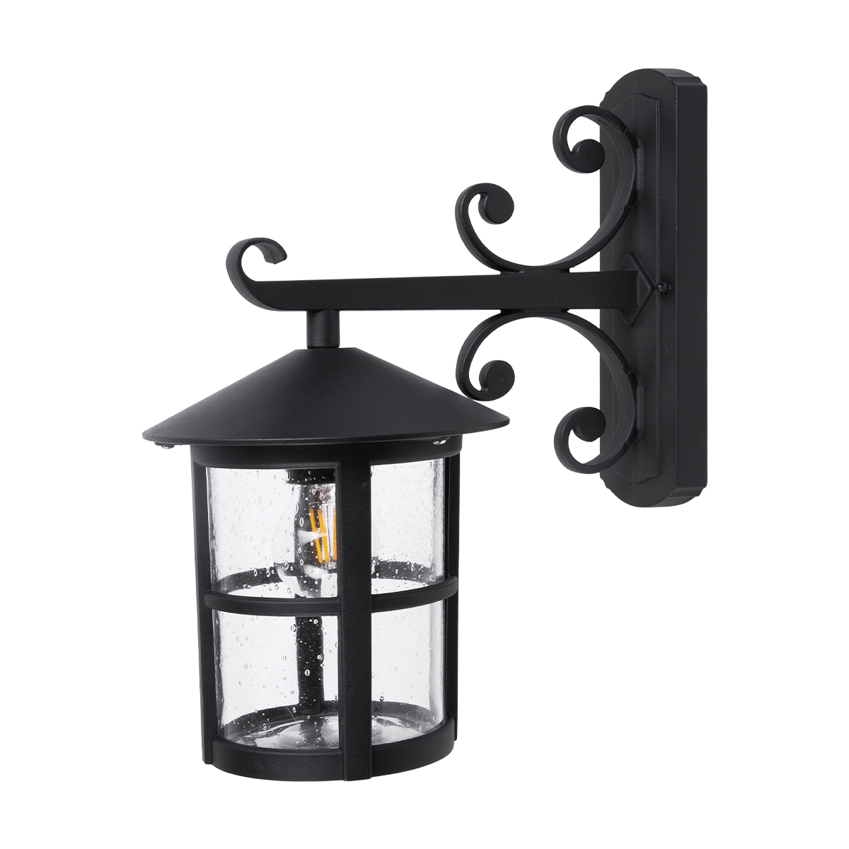 6502/NE-Lámpara de aluminio negro estilo rustico perfecto para jardines, cabañas, andadores.