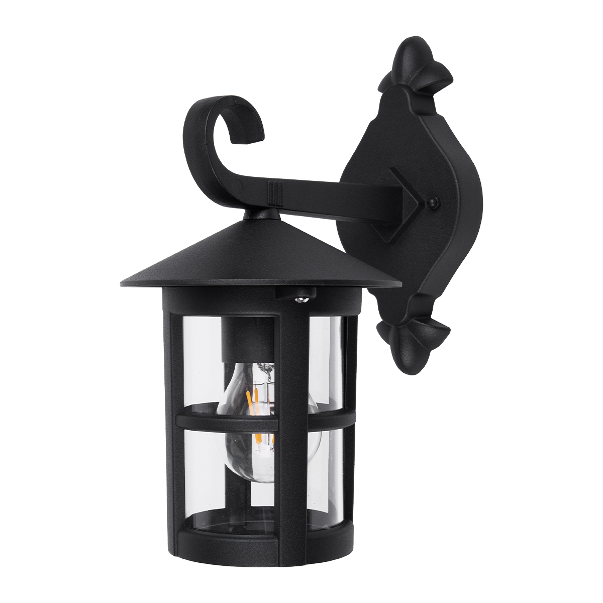 6512/NE-Lámpara de aluminio negro con pantalla de cristal estilo rustico.