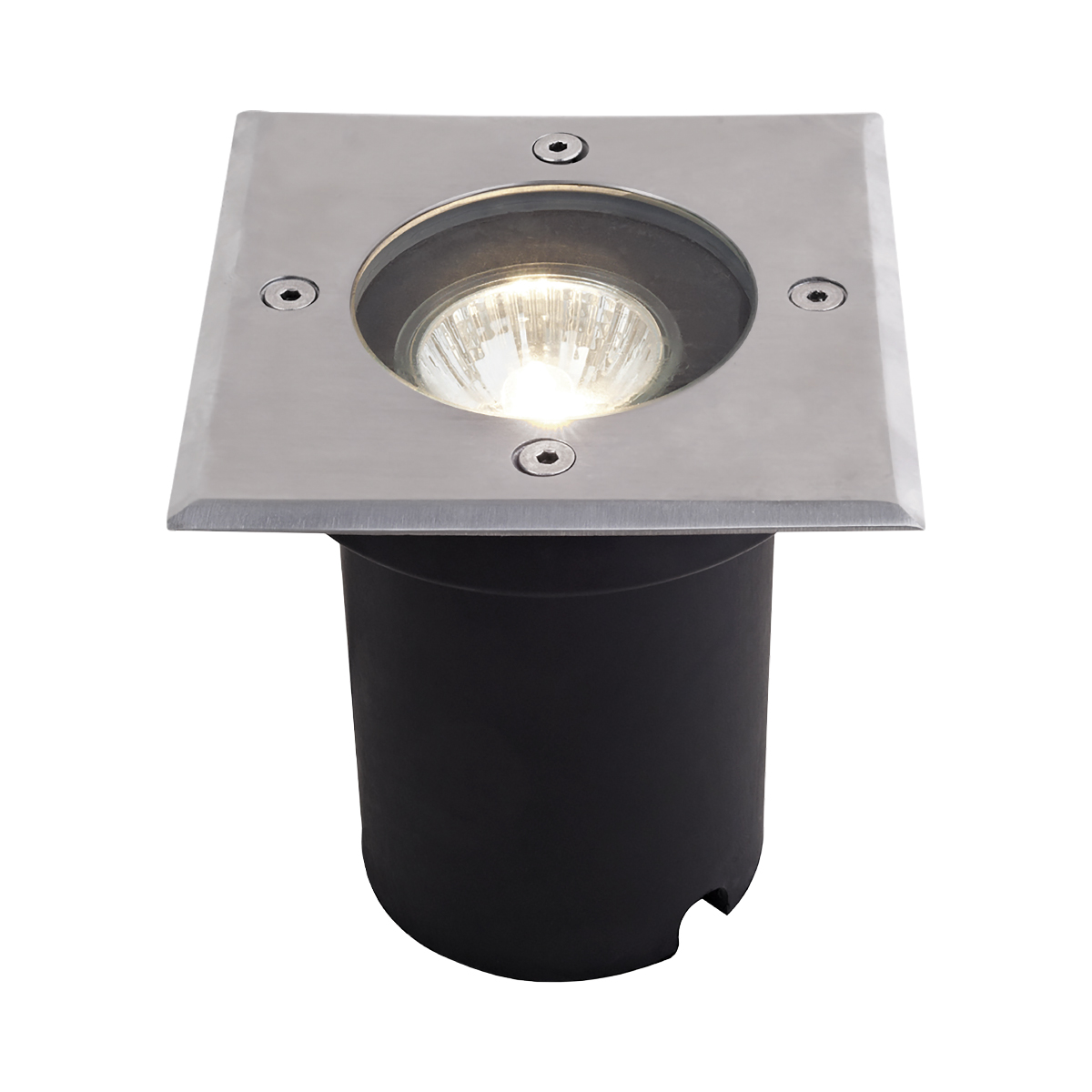 7280-Luminaria para empotrar en piso de exterior, material acero inoxidable.