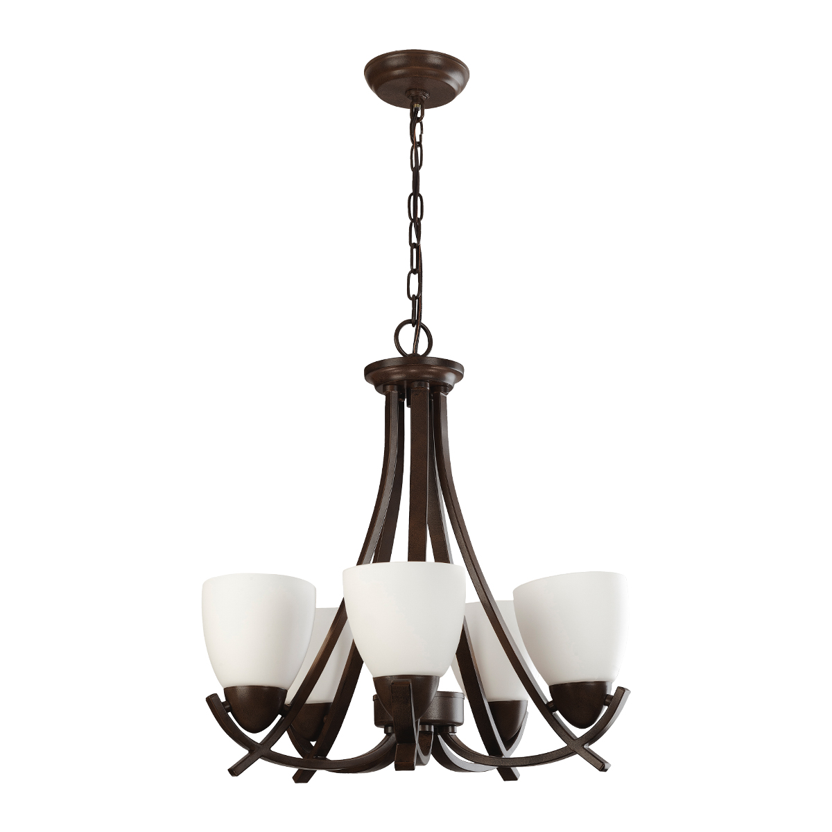 C2025-5/CO-Lámpara colgante color café con blanco de 5 luces.