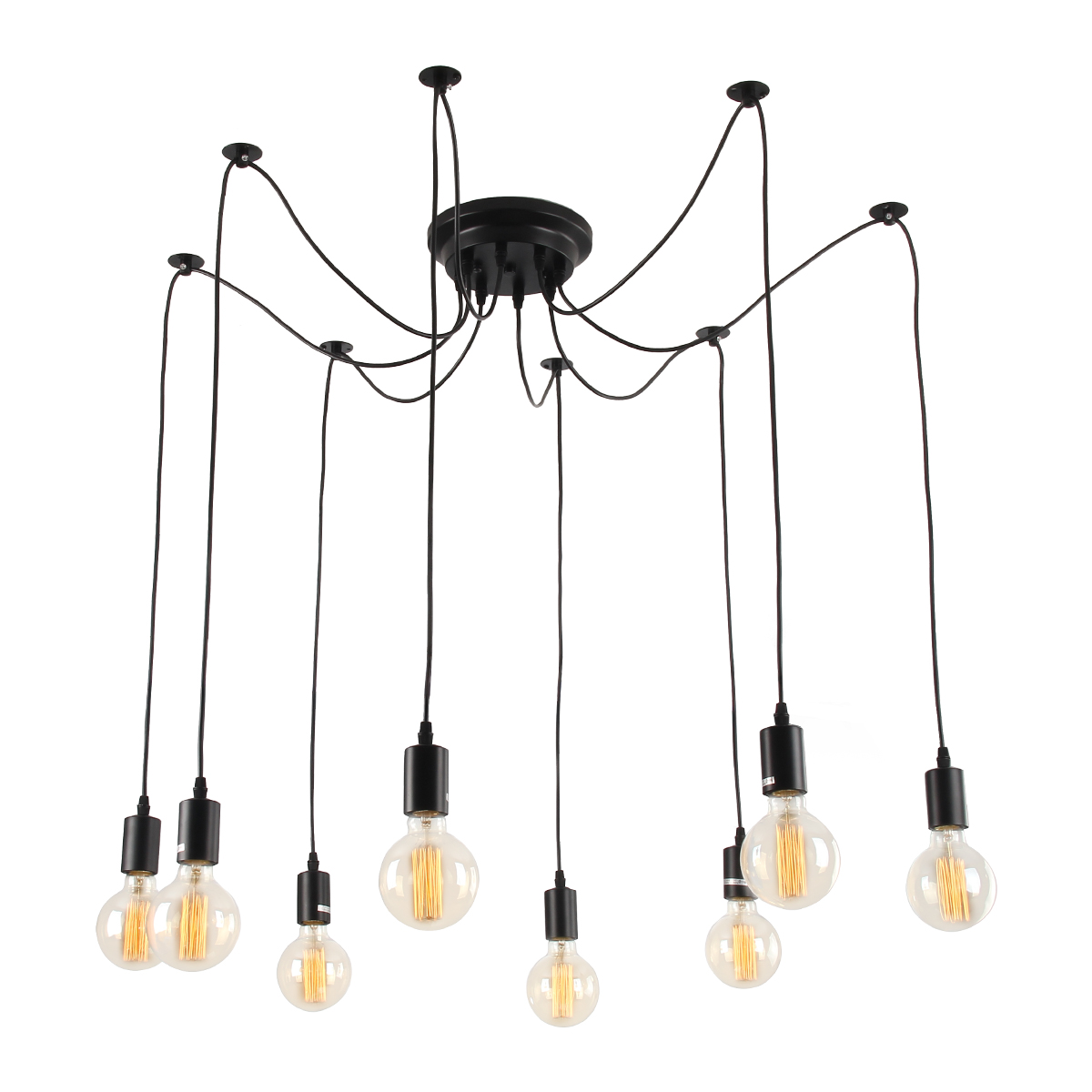 C2030-8/NE-Lámpara de techo araña pulpo color negra.