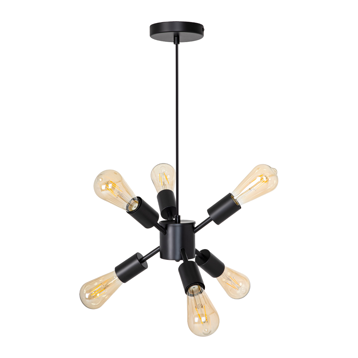 C2040-6/NE-Lámpara colgante átomo de 6 luces color negro.