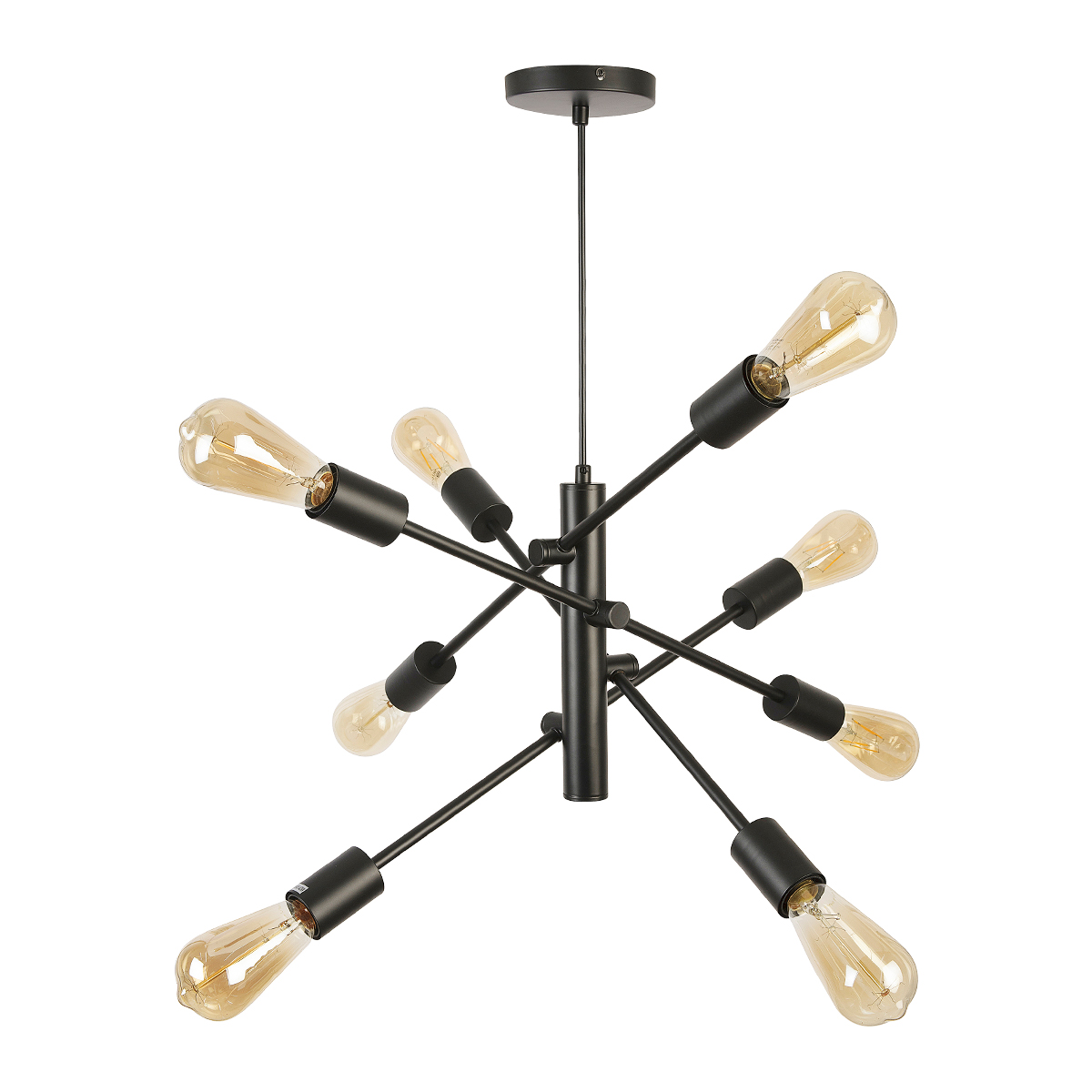 C2050-8/NE-Lámpara negra colgante átomo de 8 luces.
